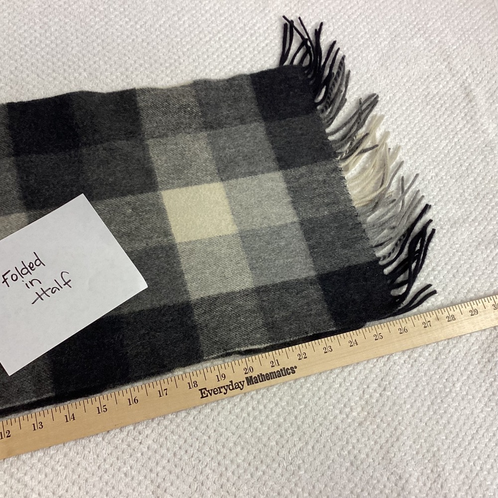 Cashmere Scarf Gray Charcoal Beige Plaid Warm‎ Winter Soft Fringe Shawl Unisex - Picture 7 of 12